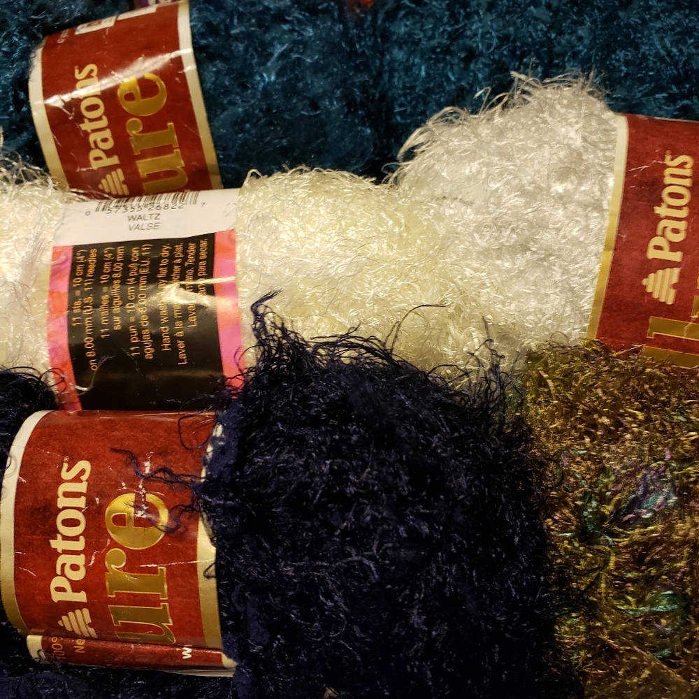 Multiple brands of yarn.